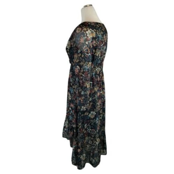 Elena Baldi Floral Print Asymmetrical Ruffled Hem Chiffon Dress Size XS - Picture 5 of 11
